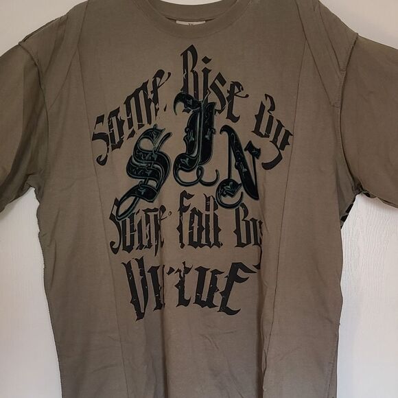 VTG Blac Label short sleeve Tshirt olive green velvet design XXL - Picture 1 of 9